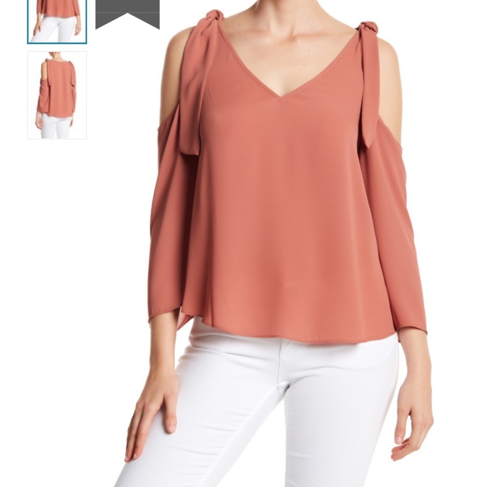 BCBGMAXAZRIA Cold Shoulder tie blouse sz Small